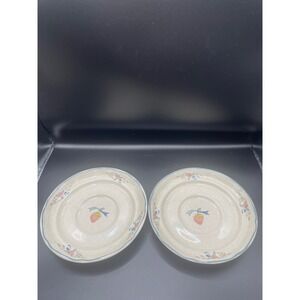 International China Marmalade Stoneware Saucers Set of 2 Strawberry Japan Vtg 6"